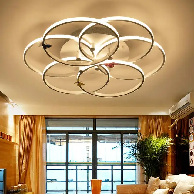 modern led ceiling light circle style acrylic shade with dimmable bedroom lights