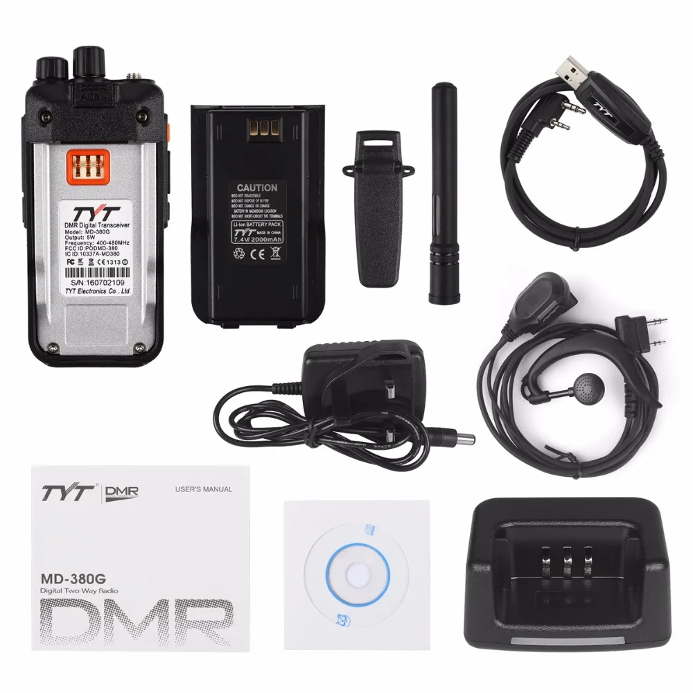 TYT MD-380G gps UHF 400-480MHz DMR цифровое радио Walkie Talkie Ham трансивер с md380 USB Кабель для программирования CD