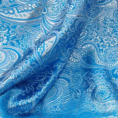 Блестящий Жаккард Пейсли парча, тонкая ткань для свадебного платья, горный хрусталь Ширина: 148 см, сделай сам, свадебная одежда ткань для шитья, пэчворка и накидок на ткань, 1 ярд - Цвет: 4 Blue