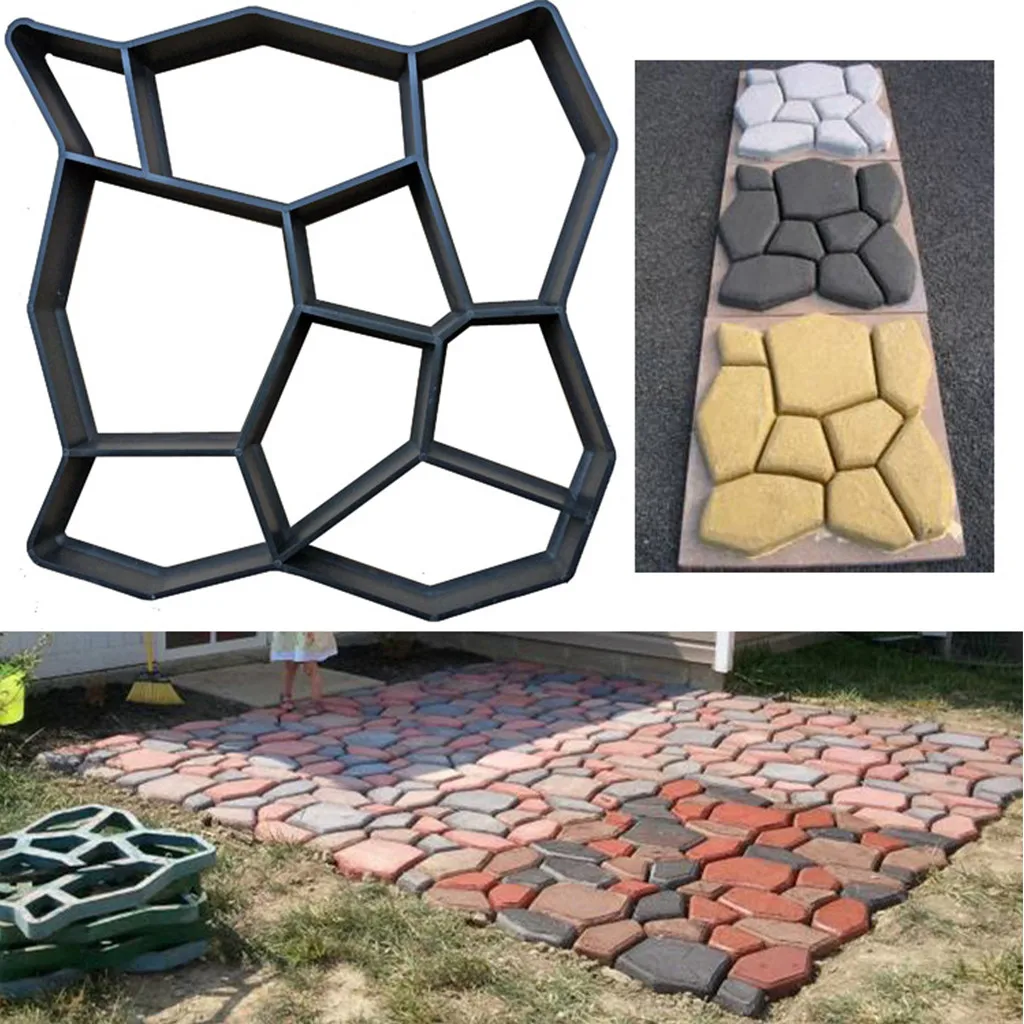 

Concrete Molds Paving Pavement Concrete Stepping Driveway Stone Path Mold Maker Mould Lot molde para cemento suelo New