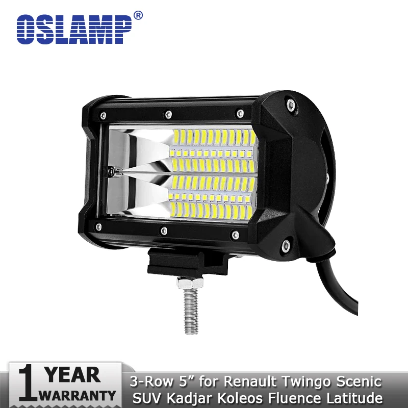 

Oslamp 5inch 72W LED Work Light Bar Offroad Led Light Bar Flood Led Work Lights 12v for Renault Twingo Scenic SUV Kadjar Koleos