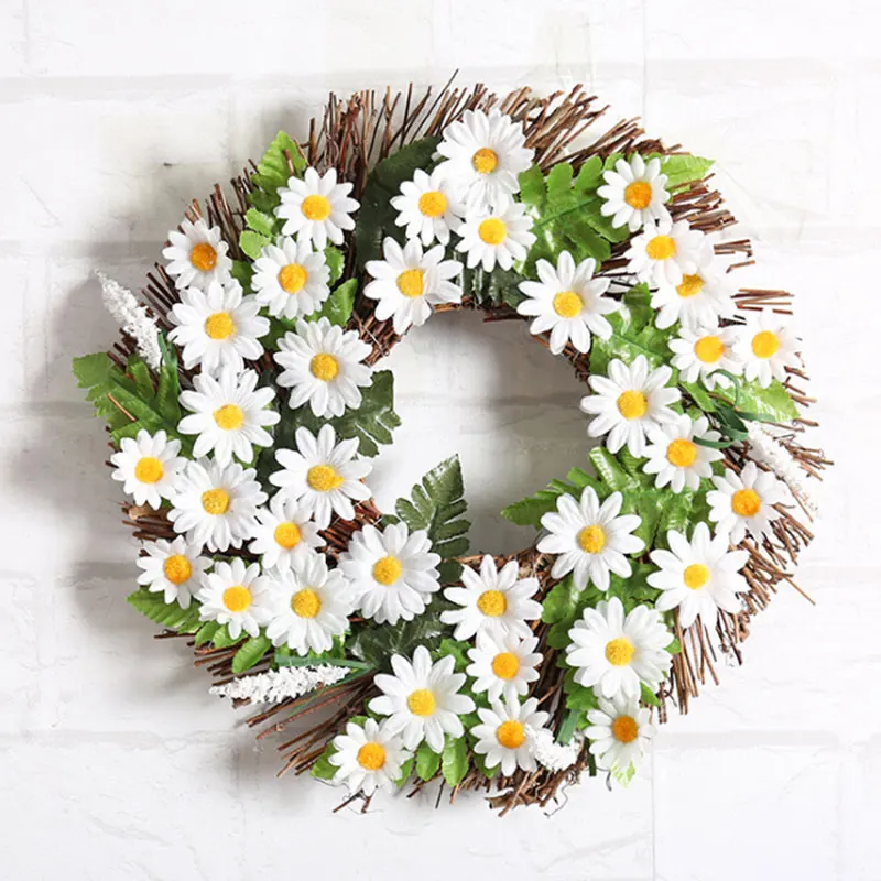 

30cm Artificial Silk Sunflower Head Wreath Wedding Decoration DIY Fake Flower Garland Party Event Decoration for Home Garden
