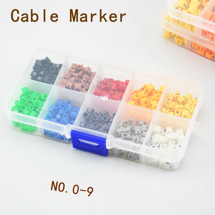 EC-0 box-packed Cable Wire Marker 0 to 9 For Cable Size 1.5 sqmm Colored EC-1 EC-2 Granular packaging Labour saving ec archives the v 9