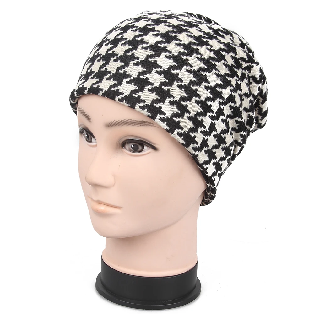 Free Shipping 2017 New Black White Red Houndstooth Beanies Hats For