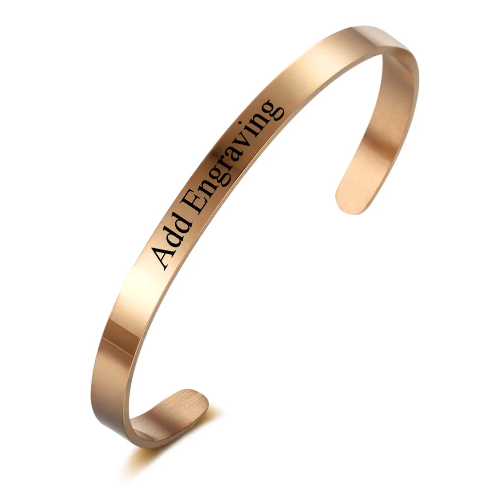 5 мм персонализированные идентификационные Браслеты выгравированное имя Promise Love из нержавеющей стали 3 цвета женские браслеты и браслеты(JewelOra BA101915 - Окраска металла: Покрытие из розового золота