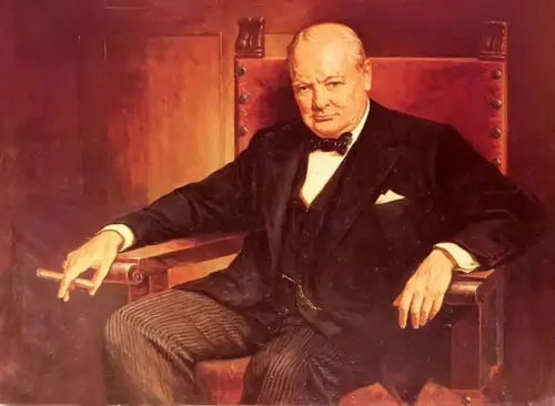 

Oil painting hermann kern - Male portrait sir winston churchill smoking canvas