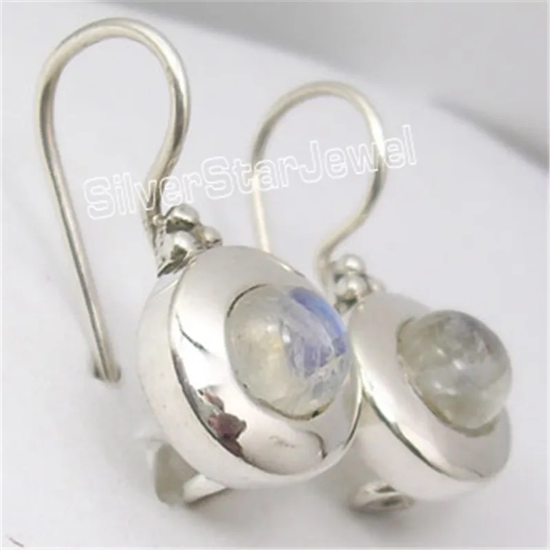 

PURE Silver RAINBOW MOONSTONE APATITE LABRADORITE TRENDY Earrings 2.3CM