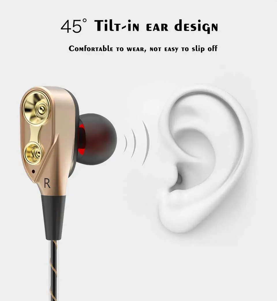 08 Wired earphone High bass dual drive stereo In-Ear Earphones