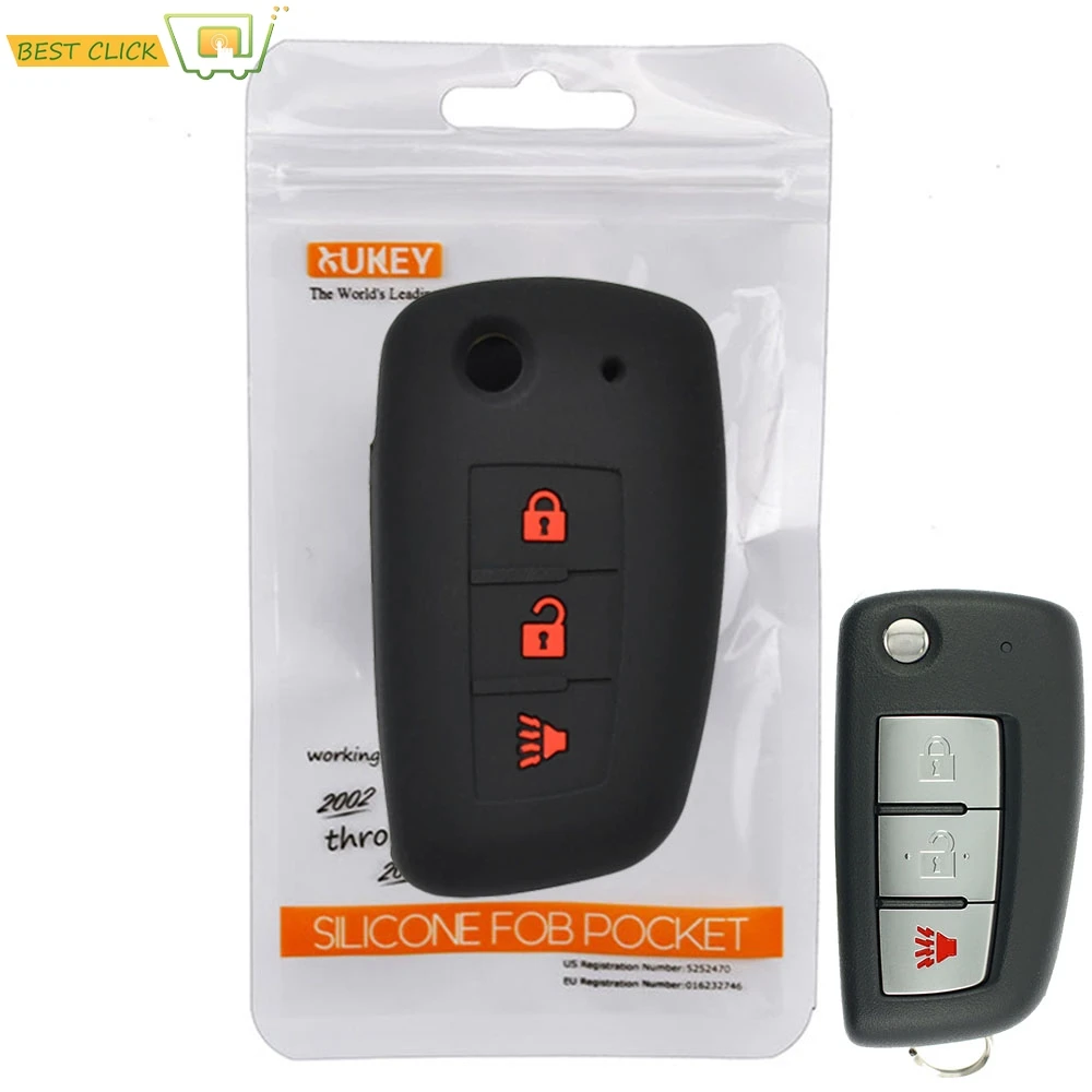 

Silicone Car Key Case For Nissan Rogue 2014- 2018 2019 Cover Keyless Remote Fob Shell Skin Keyring Key Chain Holder Protector