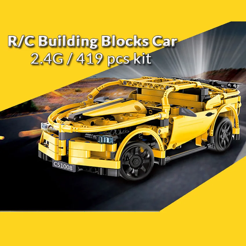 419 шт RC строительные блоки автомобиль желтый Камар модель совместима все
