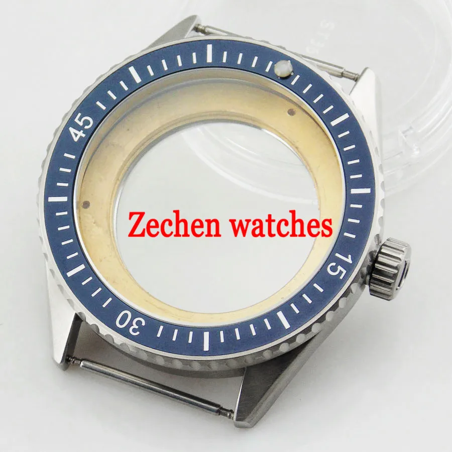 

43mm sapphire Case fit Parnis mens watch Miyota 8205/8215,ETA 2836/2824 mingzhu DG2813 bezel watch