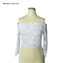 Настоящая фотография Элегантный белый вышитый бисером кружева для невесты Болеро с длинным рукавом свадебные куртки Аппликация novia Свадебные аксессуары BLB140
