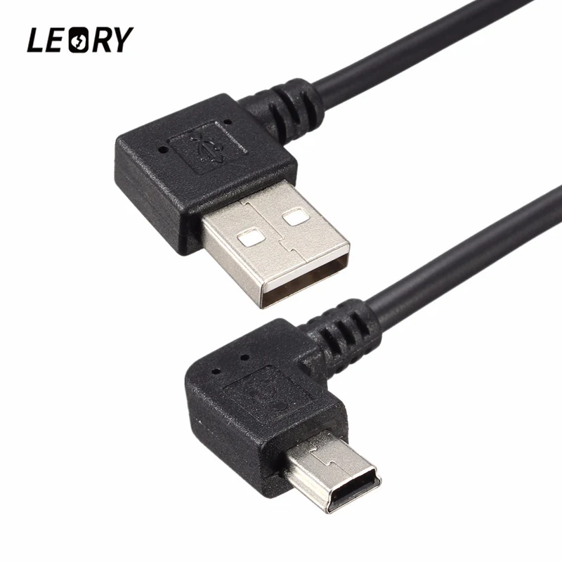 LEORY 25 см 90 градусов USB 2,0 Мужской мини-usb 2,0 Мужской B кабель для зарядки и синхронизации данных для камеры MP3 gps HDD