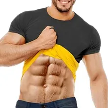 Мужская футболка для коррекции тела корсет из неопрена сжатие живота Регулируемый для похудения посредством выпотевания сауна с короткими рукавами супер Корректирующее белье Стретч