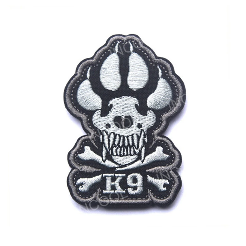 Thin Blue Line K9 Infrared IR Reflective Service Dog Rescue Embroidery Patch Military Tactical Patches Emblem Embroidered Badges 