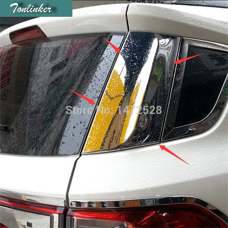 

Tonlinker 2 PCS DIY Car Styling NEW ABS Chrome Rear Window Decorative Light Strip Case stickers for Ford Ecosport 2013 2014