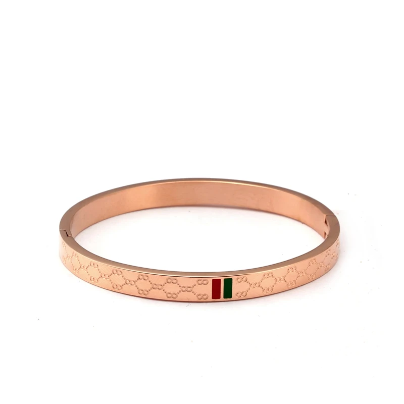 6mm rose gold Модные браслеты из нержавеющей стали, красные и зеленые браслеты-шармы, широкий браслет для женщин, ювелирные изделия для влюбленных - Окраска металла: 6mm rose gold