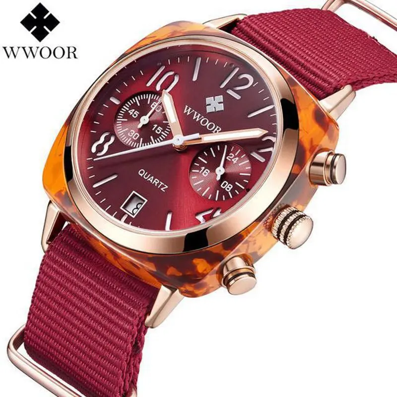 

2019 Brand WWOOR Women Watch Nylon Belt Lady Watch Bracelet Wristwatch Women Fashion Watches Ladies Date Analog Quartz Watch