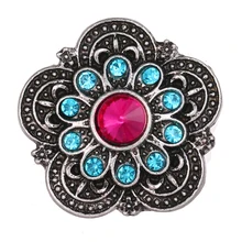 20 шт 20 мм синий хрустальный цветок со стразами Имбирная форма Ювелирная Кнопка Браслеты на застежках ожерелье ювелирные изделия для женщин мужчин подарки