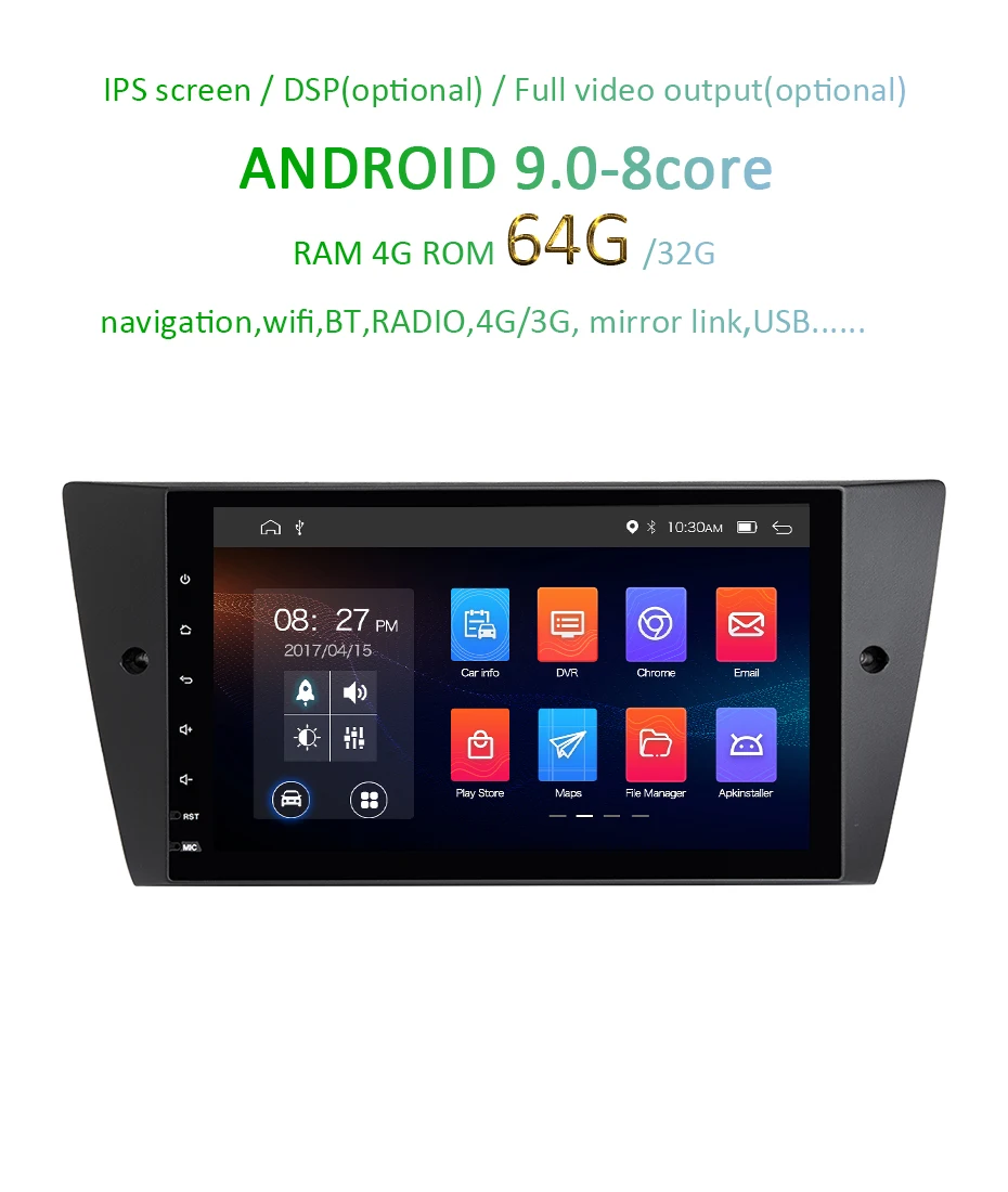 Discount 9" IPS screen DSP Android 9.0 4G 64G GPS navigation auto Radio For BMW E90 E91 E92 E93 stereo multimedia recorder no dvd player 2