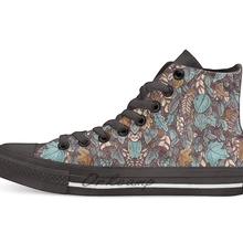 Листья Цвет Синий Повседневная Высокая холщовая обувь кеды для Прямая