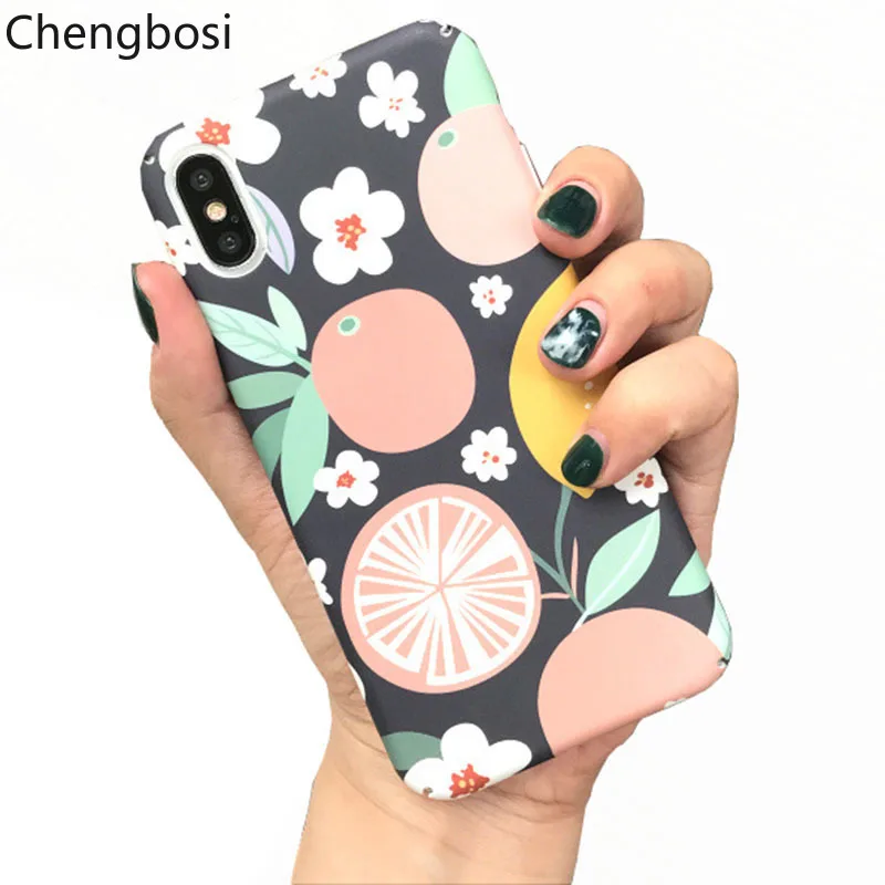 

Artistic Flower Case for IPhone 7 8 Plus Orange Pattern Hard PC Case for IPhone X XS Max XR 6s 6 7 Plus Cover Phone Accessories