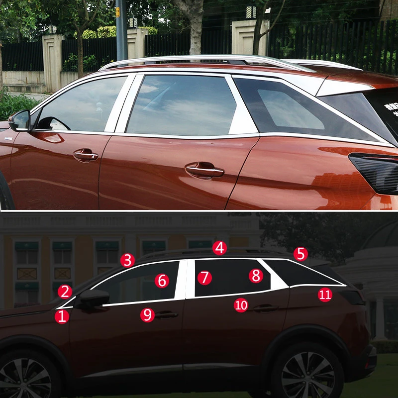 

Car Styling Exterior Car Garnish Pillar Window Mouldings Frame Stripe Cover Trim For Peugeot 3008 GT 2017 2018 2019