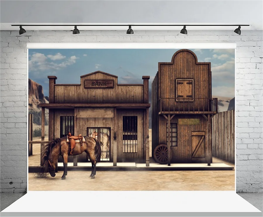 Laeacco США Западный Ковбой Стиль деревянный дом лошадь сцена фотографии фоны на заказ фотографические фоны для фотостудии