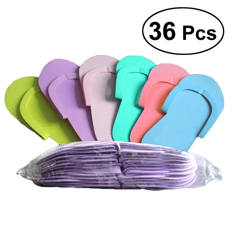 

36 Pairs Disposable Foam Pedicure Slippper High Quality Foam Slippers for Salon Spa Pedicure (Random Color)
