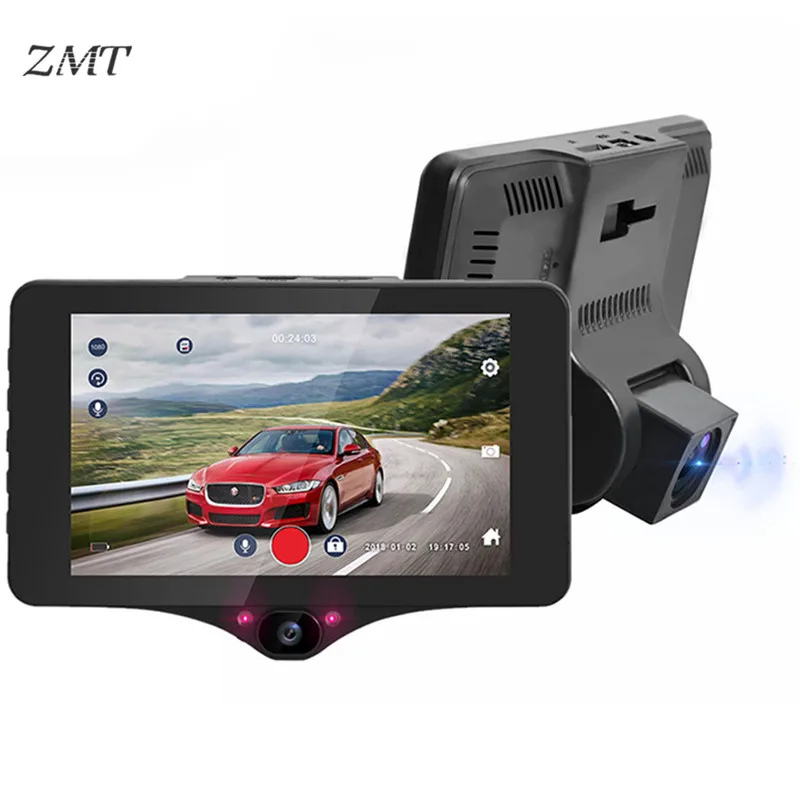 

4 Inch Three-way Lens Dash Cam Recorder Car HD Night Vision Car Reversing Automobile DVR Video Registrator Car Dashcam T2104