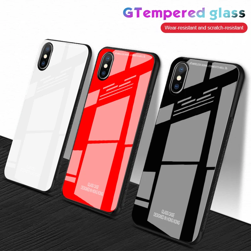 

For iPhone XS MAX XS XR X 8 8 Plus 7 7 Plus Case Tempered Glass Cover Soft TPU Edge Capa For iPhone XR 8 7 Plus Coque Funda Euti