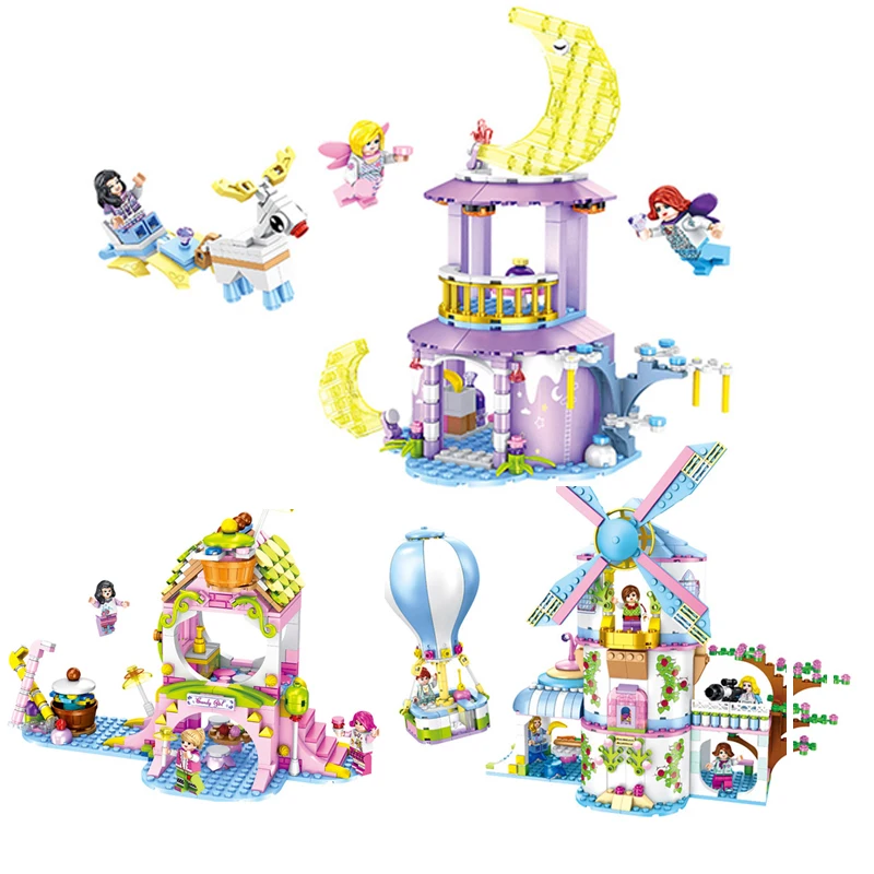 

Girl Series Moon Fairy Dream House Windmill Building Blocks Compatible Legoings Friends Bricks Figures Toys for Children Gifts