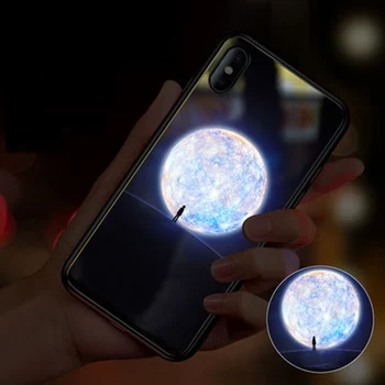 

EKIND animal series Tempered Glass Phone Case for iPhone X XS XSMAX Led LOGO flash Glass Case For iPhone Protective Phone Cover