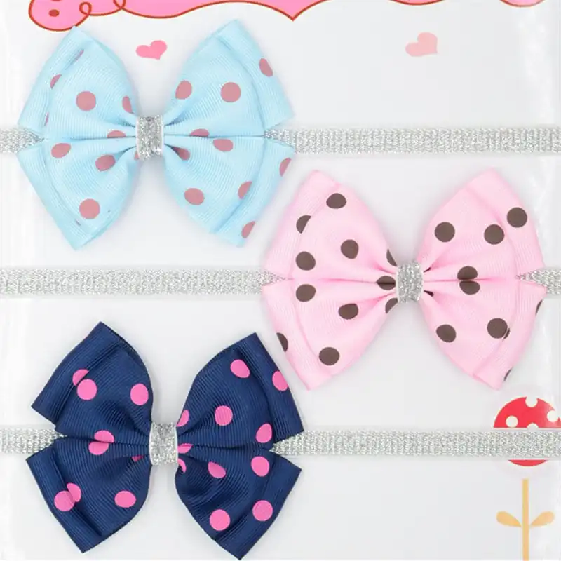 Rainbow Bow Polka Dot Hair Bow Baby Polka Dot Headband Ribbon Hair Bow