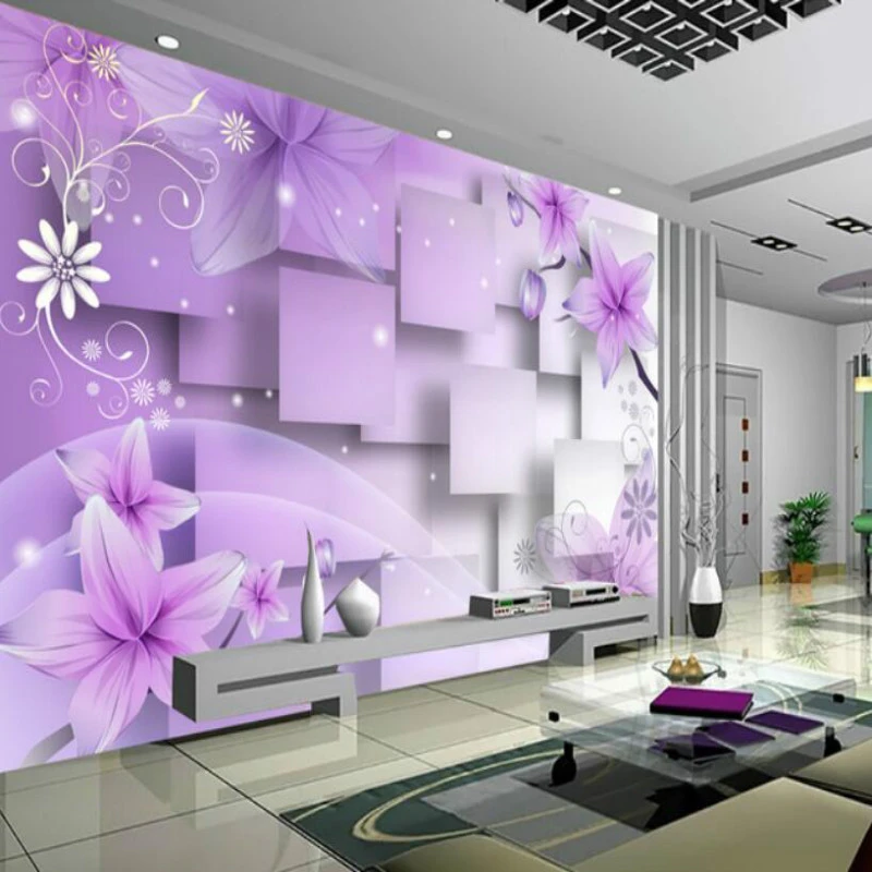 خلفية حائط دافئة على شكل زهرة أرجوانية لتزيين الجدران ورق حائط ثلاثي الأبعاد Wallpaper For Walls Wallpaper For Walls Decorwall Wallpaper Aliexpress