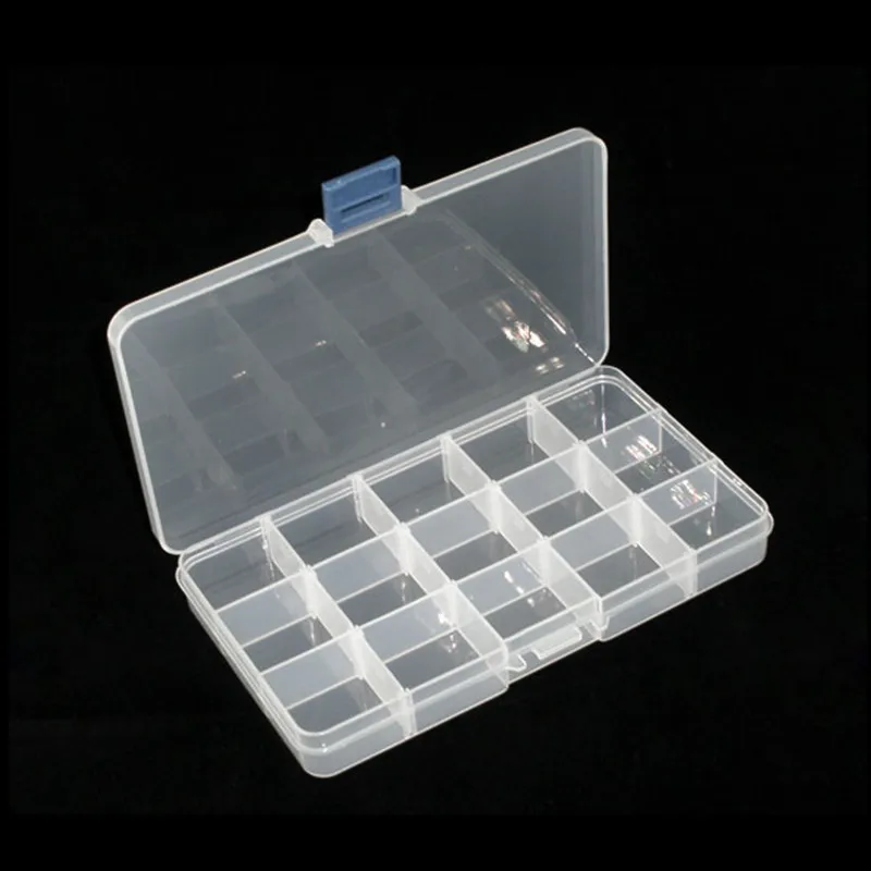

Transparent Plastic Rectangle Storage Box Jewelry Beads Display Carrying Case Powder Container 18x10.5x2.4cm