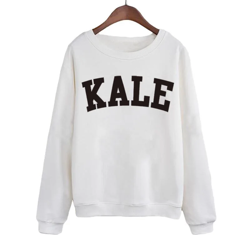 

Female Tracksuit Tops KALE Sweatshirt Streetwear Fashion Women Long Sleeve Crewneck Hoodies Black White Pullover