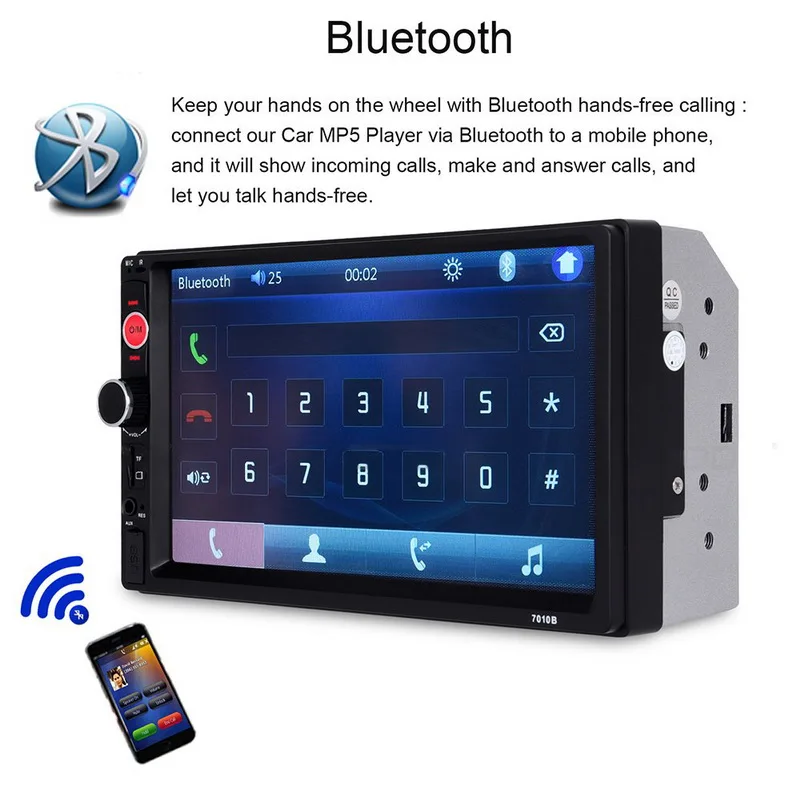 7010B 2 DIN автомагнитола 7 дюймов Bluetooth FM USB AUX в Поддержка камеры заднего вида MP3 MP5 плеер Сенсорный Экран Зеркало Ссылка HD