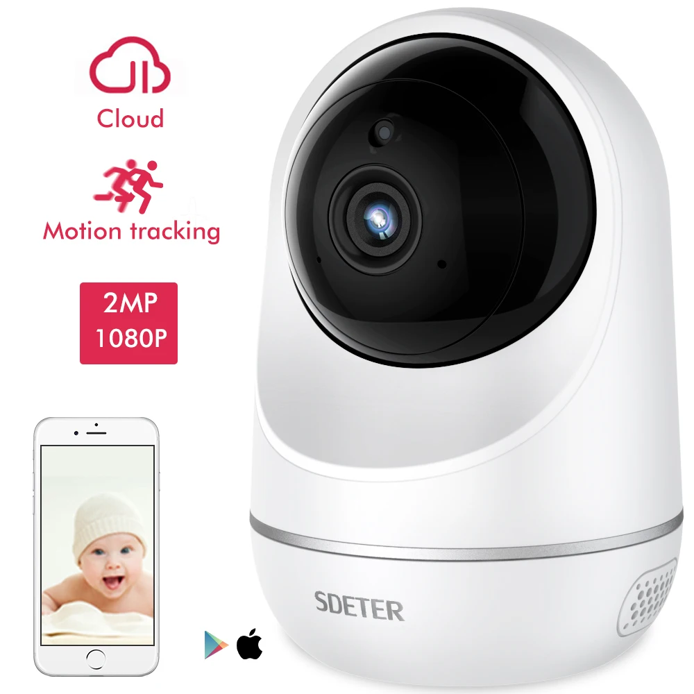 

SDETER Wireless IP Camera WIFI 2MP1080P Support YI Cloud CCTV Camera Pan/Tilt/Zoom Night Vision P2P Motion Tracking Baby Monitor