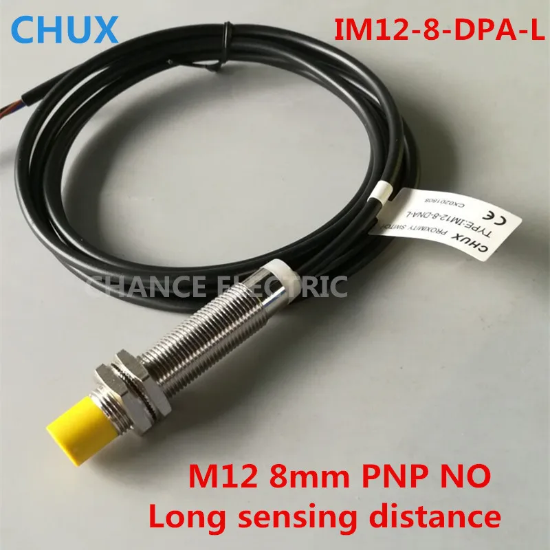 

Proximity Sensor PNP M12 8mm Long sensing detect Distance High quality IM12-8-DPA-L PNP NO Inductive Proximity Switch