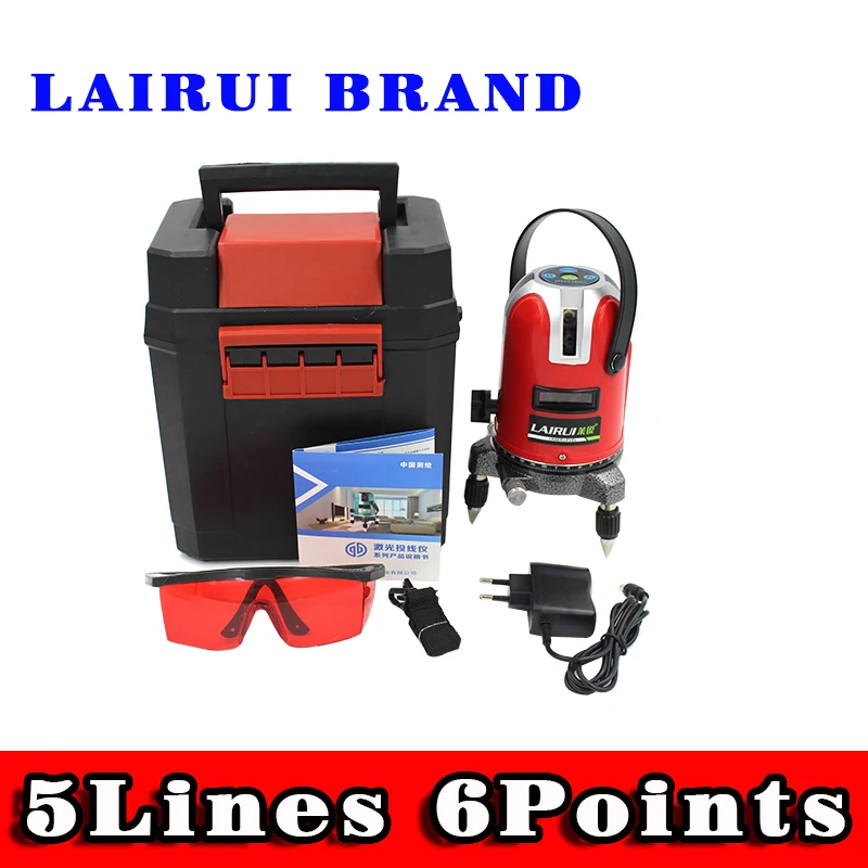 

Lairui 5 lines 6 points laser level, 360 degree rotary cross laser line level,with outdoor mode and tilt mode free ship