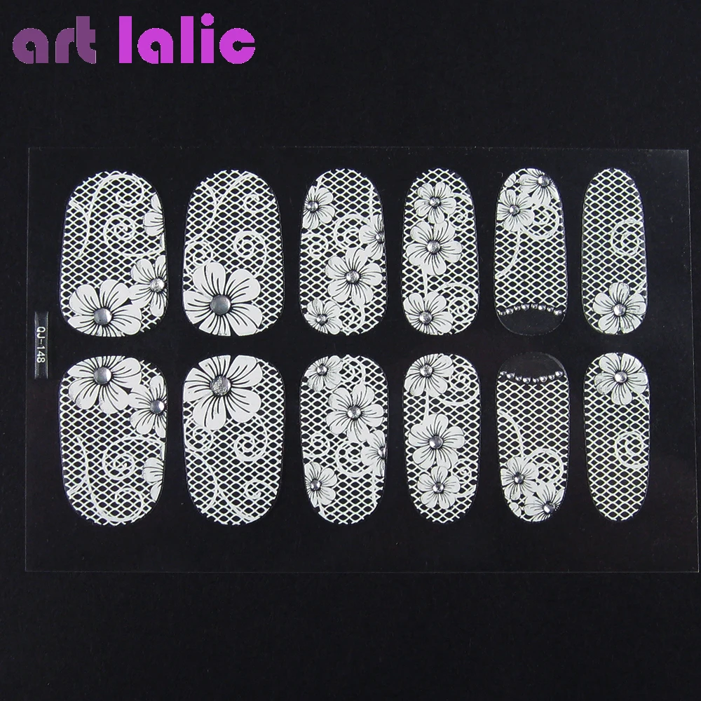 1 Sheet 3D French Style White Lace Bow Nail Art Sticker Decal Manicure ...