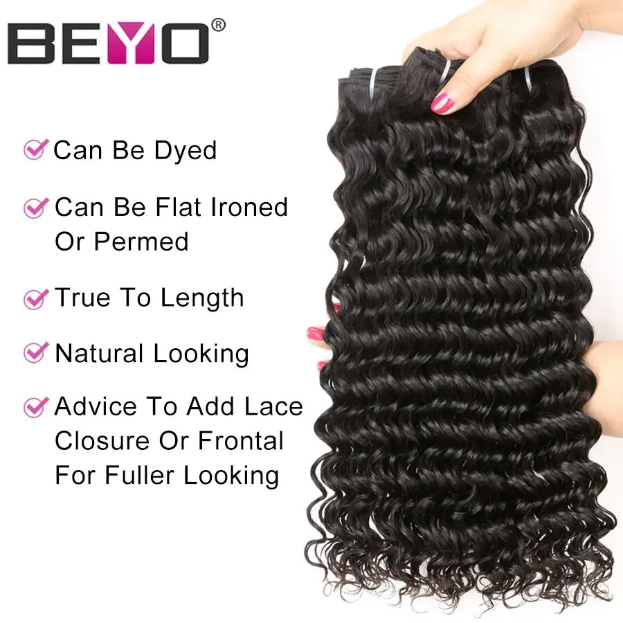 Deep Wave Bundles With Frontal Brazilian Hair Weave Bundles With Closure 13X4 Frontal With Bundles Non Remy Human Hair Beyo HairDeep Wave Bundles With Frontal Brazilian Hair Weave Bundles With Closure 13X4 Frontal W (4)