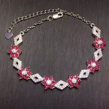 Отличающаяся хорошей устойчивостью натуральный 2,5 мм рубиновые браслеты s925 стерлингового серебра элегантное великолепное платье ювелирные украшения для женщин Свадебные натуральный рубин