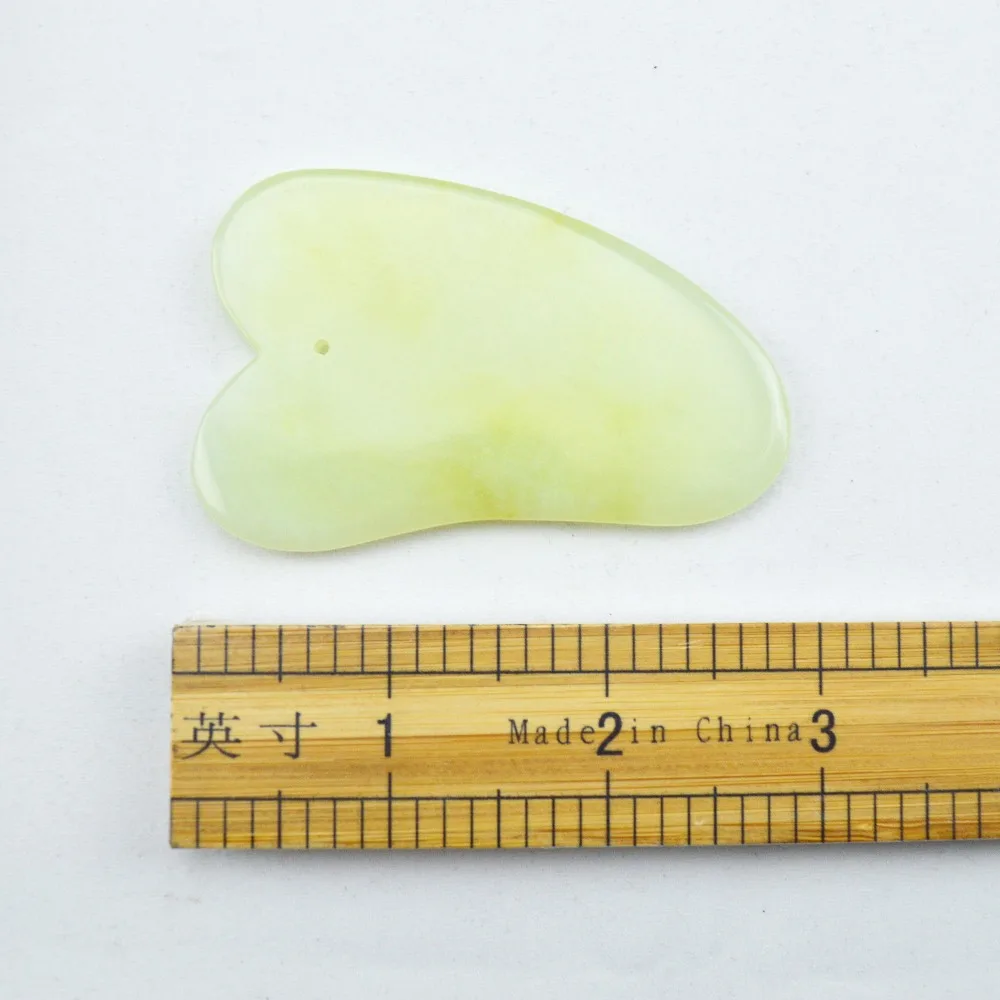 Natural light green jade guasha board massage tool facial treatment scraping tool for body health care Natural light green jade guasha board massage tool facial treatment scraping tool for body health care