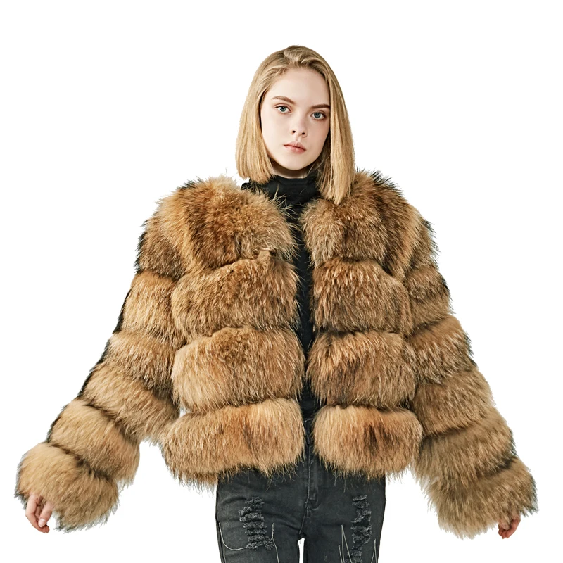 MAOMAOFUR Real Raccoon Fur Coat Women Winter Thick Natural Fur Jacket Female Full Sleeves Luxury Outwear Real Fur Coat