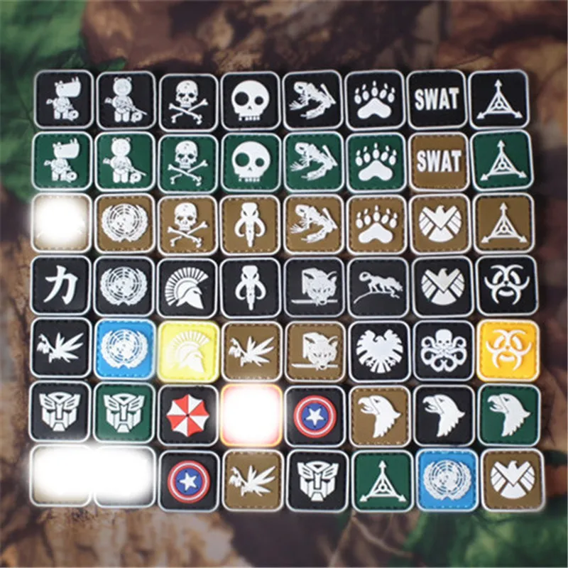 

Mini PVC Patch Outdoor Army Tad 3D STICK-ON Luminous Chapter Rubber Patches Glow in the Dark stick on