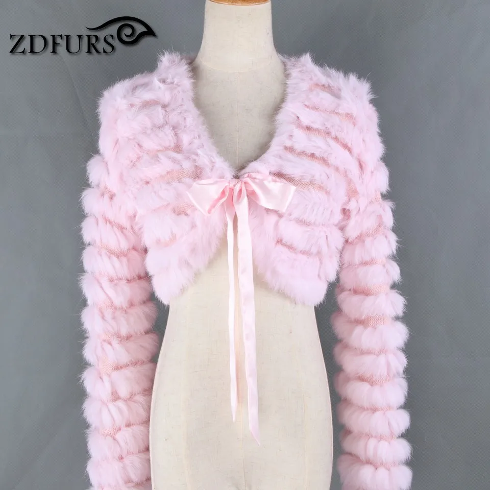 Buy ZDFURS* knitted rabbit fur jacket with ribbon