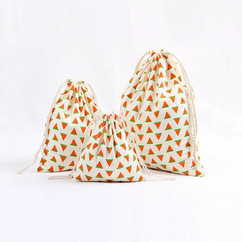Модные Мультяшные портативные женские рюкзаки на шнурке с принтом, сумка для хранения покупок, дорожные сумки - Цвет: Watermelon S
