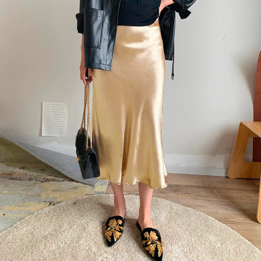 

Women Skirt Solid Vintage Long Casual High Waist Pleated Skirt summer women sexy ruffles skirts spodnica plisowana 15#